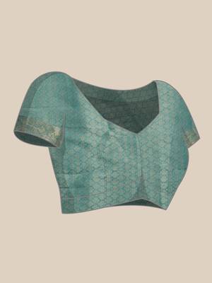 Teal Floral Digital Print Cotton Saree 5