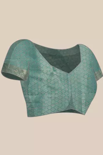 Teal Floral Digital Print Cotton Saree