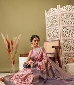 Pink Floral Digital Print Cotton Saree