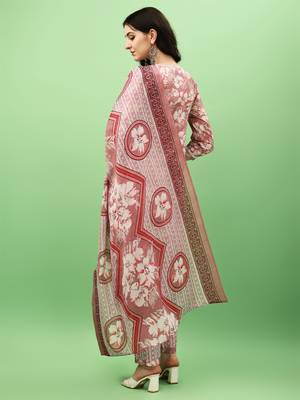 Cotton Fabric Printed work Straight cut Kurta, Pant and Dupatta Set 2