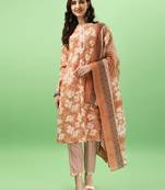 Cotton Fabric Printed work Straight cut Kurta, Pant and Dupatta Set