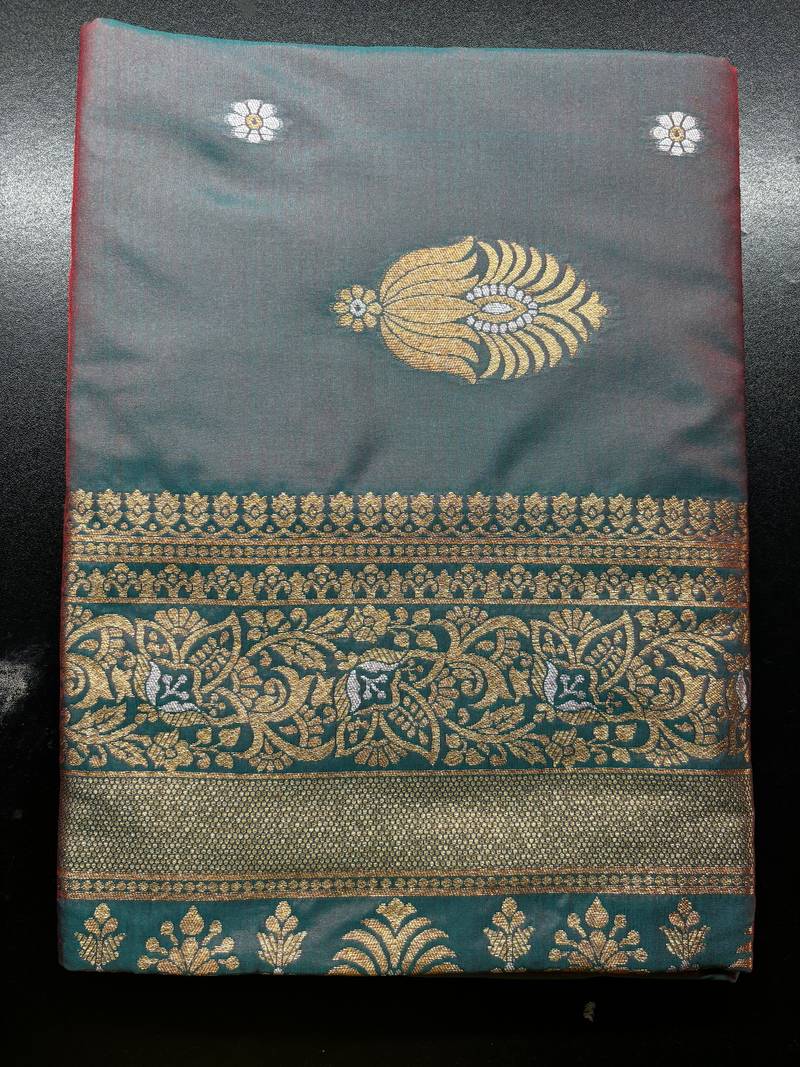 Blue Faux kanchipuram Blend Pure silk handloom saree