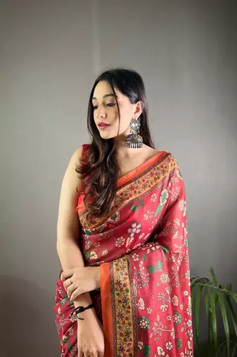 Maroon Cotton Blend Designer Zari Weaving Rich Pallu Saree With Blouse