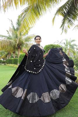 BLACK COTTON SEQUINS WORK NAVRATRI SPECIAL STITCHED CHANIYA CHOLI  1