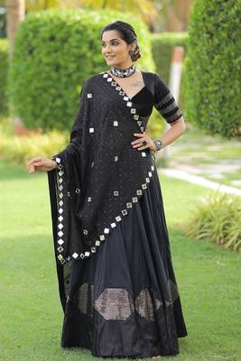 BLACK COTTON SEQUINS WORK NAVRATRI SPECIAL STITCHED CHANIYA CHOLI  2