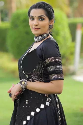 BLACK COTTON SEQUINS WORK NAVRATRI SPECIAL STITCHED CHANIYA CHOLI 