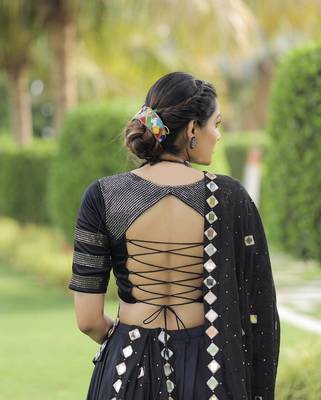 BLACK COTTON SEQUINS WORK NAVRATRI SPECIAL STITCHED CHANIYA CHOLI  4