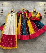 MULTICOLORED ART SILK EMBROIDERD NAVRATRI SPECIAL SEMI-STITCHED CHANIYA CHOLI 
