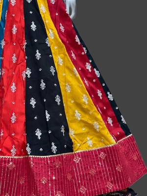 MULTICOLORED ART SILK EMBROIDERD NAVRATRI SPECIAL SEMI-STITCHED CHANIYA CHOLI  4