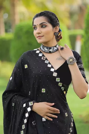 BLACK COTTON SEQUINS WORK NAVRATRI SPECIAL STITCHED CHANIYA CHOLI 