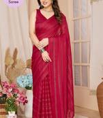 Maroon Embroidered Poly Silk Ready To Wear Saree With Blouse
