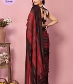 Maroon Printed Poly Silk Ready To Wear Saree With Blouse
