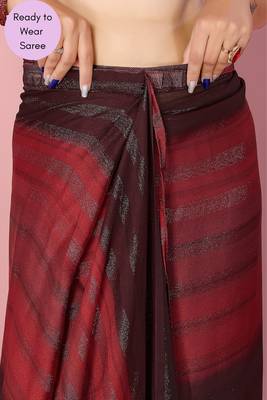 Maroon Printed Poly Silk Ready To Wear Saree With Blouse 5