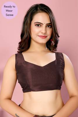 Maroon Printed Poly Silk Ready To Wear Saree With Blouse 6