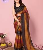 Mustard Printed Poly Silk Ready To Wear Saree With Blouse