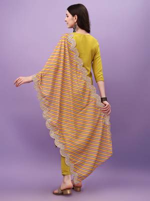Lemon Viscose Straight Kurta Pant and Dupatta Set 2