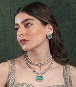 Royal green kundan polki necklace