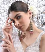 Multi coloured polki jhumka earrings