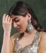 Green & golden classic polki earrings