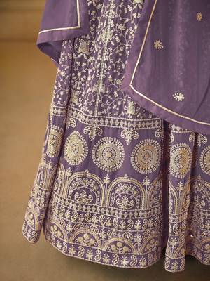 Purple embroidered faux georgette salwar suit with Dupatta 4