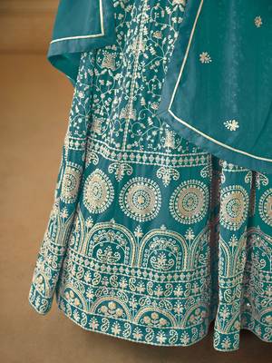 Blue embroidered faux georgette salwar suit with Dupatta 4