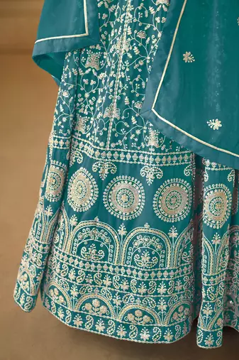Blue embroidered faux georgette salwar suit with Dupatta