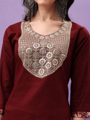 Cotton Fabric Printed work Straight cut Kurta, Pant and Dupatta Set 5