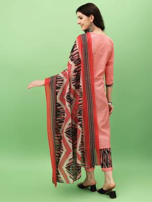 Cotton Fabric Printed work Straight cut Kurta, Pant and Dupatta Set 2