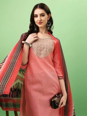 Cotton Fabric Printed work Straight cut Kurta, Pant and Dupatta Set 4