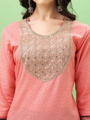 Cotton Fabric Printed work Straight cut Kurta, Pant and Dupatta Set 5