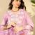 women lavender silk blend solid embroidered a-line kurta trouser with dupatta