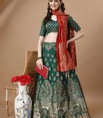 GREEN BROCADE FABRIC