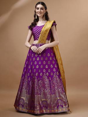 PURPLE BROCADE FABRIC 1