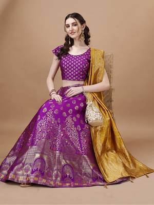 PURPLE BROCADE FABRIC 2