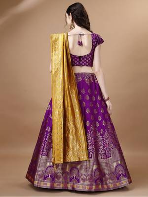 PURPLE BROCADE FABRIC 3