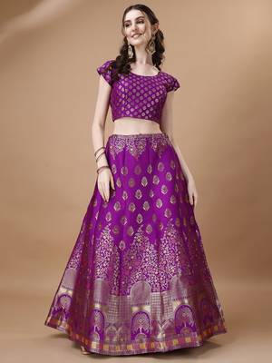 PURPLE BROCADE FABRIC 4