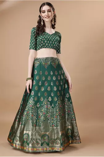 GREEN BROCADE FABRIC