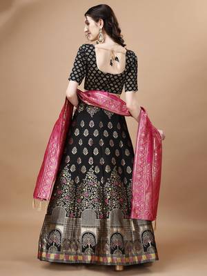 BLACK BROCADE FABRIC 2