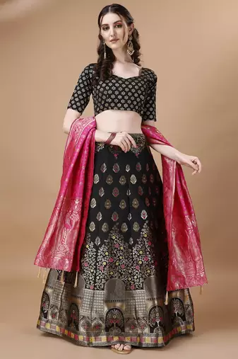 BLACK BROCADE FABRIC