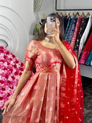 Orange Kota  silk gown  4