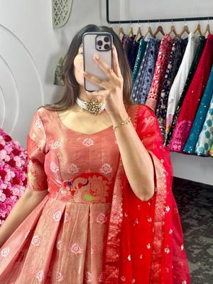 Orange Kota  silk gown  5