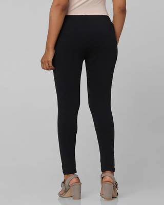 Four way Black solid cotton leggings 2
