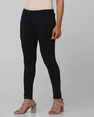 Four way Black solid cotton leggings 1