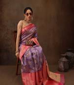 Lavendor Floral Digital Printed Chanderi Art Silk Saree