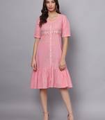 PINK LUREX EMBROIDERED TIER DRESS