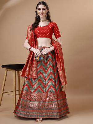 GREEN BROCADE FABRIC 1