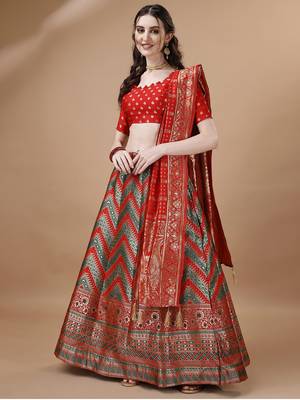 GREEN BROCADE FABRIC 2