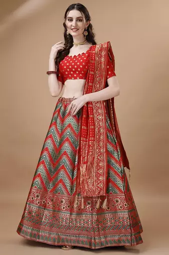 GREEN BROCADE FABRIC