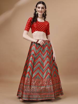 GREEN BROCADE FABRIC 4