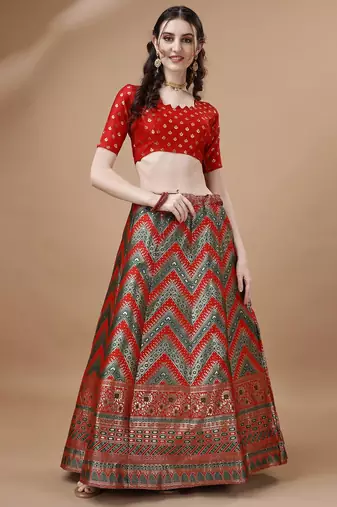 GREEN BROCADE FABRIC